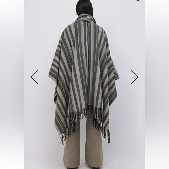 NWT SIMKHAI Cypress Stripe Sam Wool Fringe Poncho One-Size - Picture 7 of 14